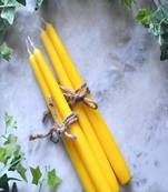 Atorakushon smokeless scented yellow tall taper stick candle for home decoration & diwali puja [set of 8]