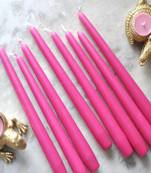 Atorakushon smokeless scented pink tall taper stick candle for home decoration & diwali puja [set of 8]