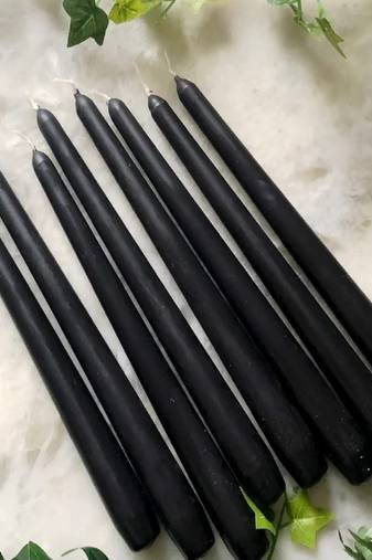 Atorakushon smokeless scented black tall taper stick candle for home decoration & diwali puja [set of 8]