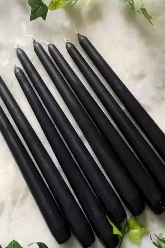 Atorakushon smokeless scented black tall taper stick candle for home decoration & diwali puja [set of 8]
