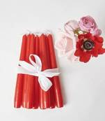 Atorakushon smokeless scented red tall taper stick candle for home decoration & diwali puja [set of 8]
