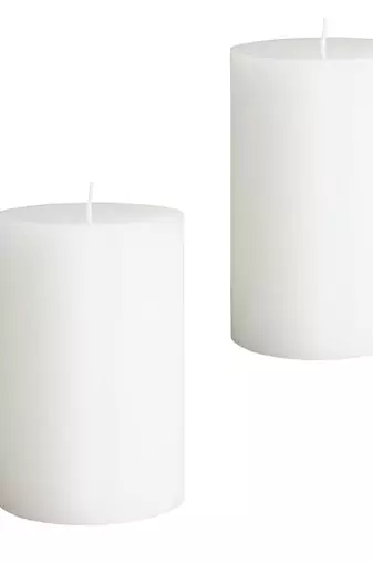 Atorakushon smokeless and dripless 2.5x3  scented pillar candles set of 2 (white)