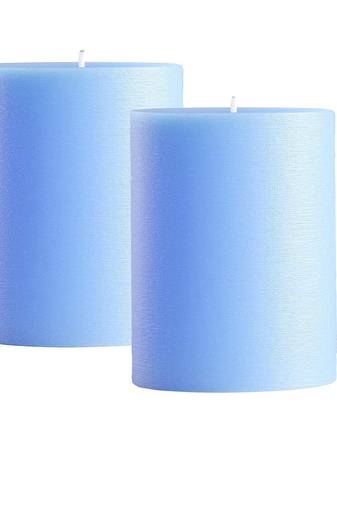 Atorakushon smokeless and dripless 2.5x3  scented pillar candles set of 2 (sky blue)