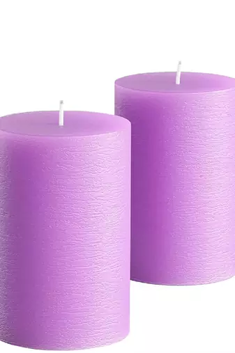 Atorakushon smokeless and dripless 2.5x3  scented pillar candles set of 2 (purple)