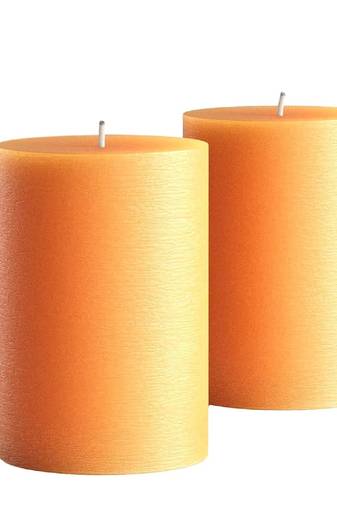 Atorakushon smokeless and dripless 2.5x3  scented pillar candles set of 2 (orenge)
