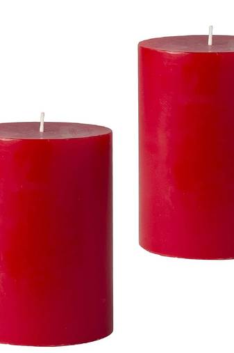 Atorakushon smokeless and dripless 2.5x3  scented pillar candles set of 2 (red)