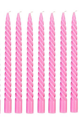 Atorakushon paraffin wax smokeless scented twisted stick candles pack of 8 (pink)