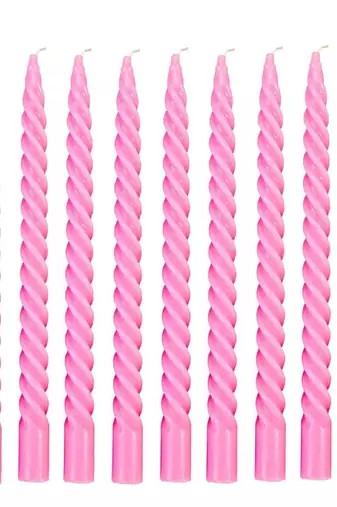 Atorakushon paraffin wax smokeless scented twisted stick candles pack of 8 (pink)