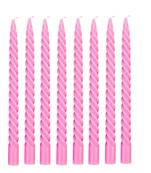 Atorakushon paraffin wax smokeless scented twisted stick candles pack of 8 (pink)