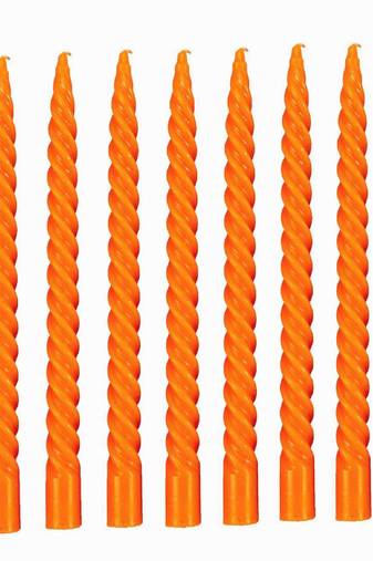 Atorakushon paraffin wax smokeless scented twisted stick candles pack of 8 (orange)
