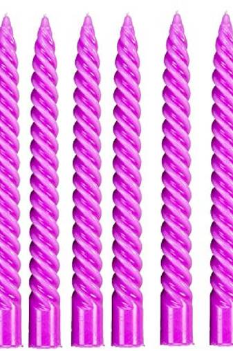 Atorakushon paraffin wax smokeless scented twisted stick candles pack of 8 (purple)