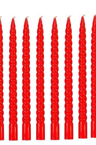 Atorakushon paraffin wax smokeless scented twisted stick candles pack of 8 (red)