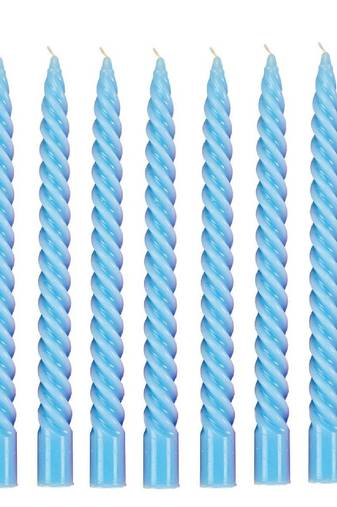 Atorakushon paraffin wax smokeless scented twisted stick candles pack of 8 (skyblue)