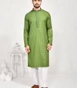 Eastern looms green  cotton Mens Kurta Pajamas Set