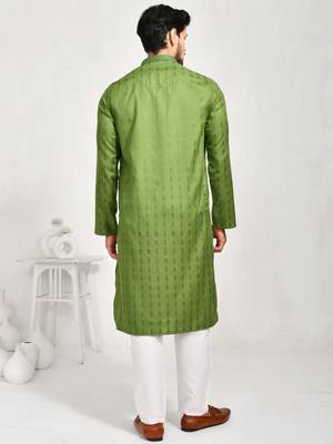 Eastern looms green  cotton Mens Kurta Pajamas Set 2