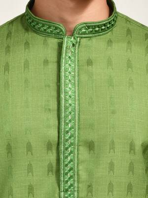 Eastern looms green  cotton Mens Kurta Pajamas Set 5