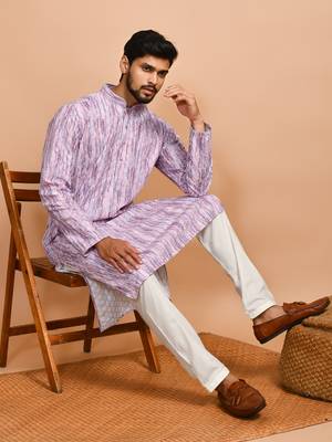 Eastern looms purple chikankari cotton Mens Kurta Pajamas Set 4