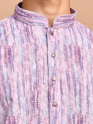 Eastern looms purple chikankari cotton Mens Kurta Pajamas Set 5
