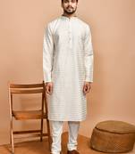 Eastern looms white chikankari cotton Mens Kurta Pajamas Set