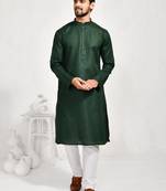 Eastern looms green khadi cotton Mens Kurta Pajamas Set