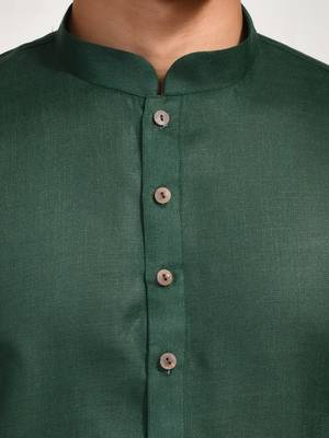 Eastern looms green khadi cotton Mens Kurta Pajamas Set 5