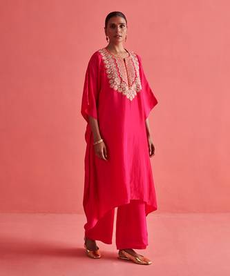 Rani pink pure crepe and bemberge satin pant 2