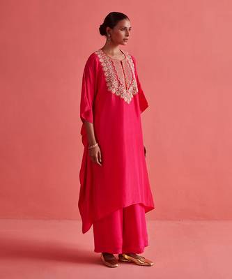Rani pink pure crepe and bemberge satin pant 3