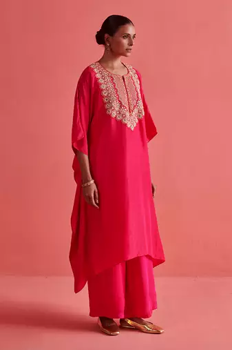 Rani pink pure crepe and bemberge satin pant