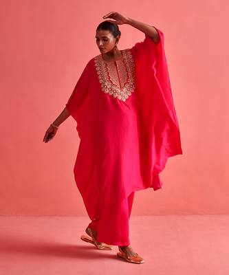 Rani pink pure crepe and bemberge satin pant 4