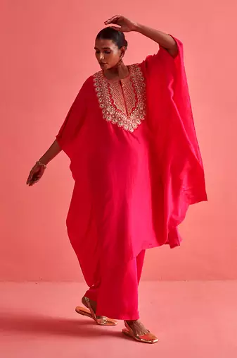 Rani pink pure crepe and bemberge satin pant