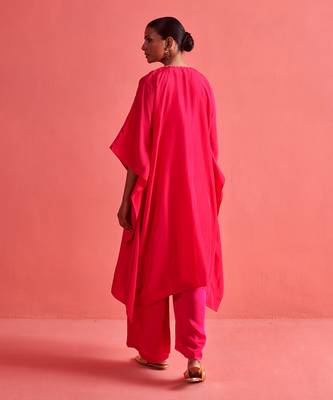 Rani pink pure crepe and bemberge satin pant 5