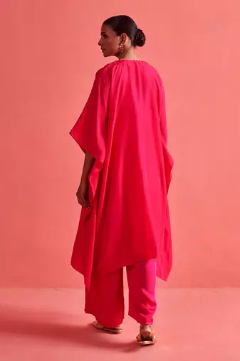 Rani pink pure crepe and bemberge satin pant