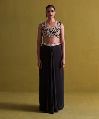 black draped skirt and bustier 1