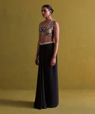 black draped skirt and bustier 2