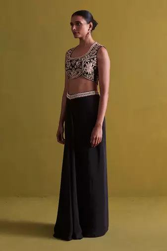 black draped skirt and bustier