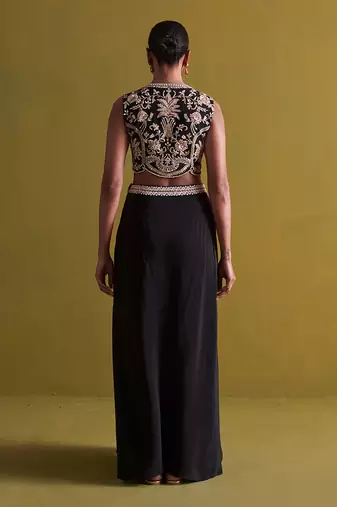 black draped skirt and bustier