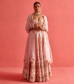 Powdered pink lehenga set with Organza Dupatta