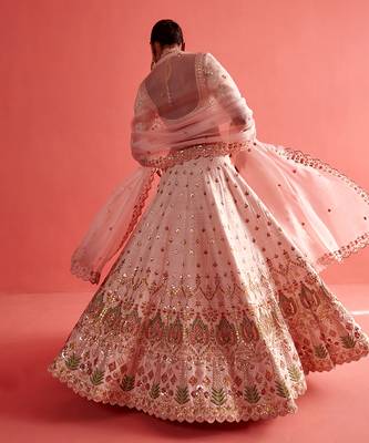 Powdered pink lehenga set with Organza Dupatta 4