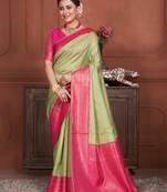 Green woven kanchipuram silk saree with blouse