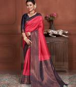 Red woven kanchipuram silk saree with blouse