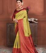 Mehendi woven kanchipuram silk saree with blouse
