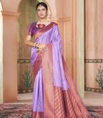 Lavender woven kanchipuram silk saree with blouse