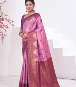 Purple woven kanchipuram silk saree with blouse