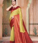 Green woven kanchipuram silk saree with blouse