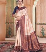 White woven kanchipuram silk saree with blouse