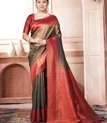 Copper woven kanchipuram silk saree with blouse