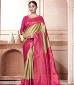 Green woven kanchipuram silk saree with blouse