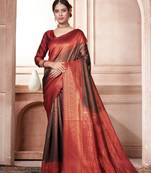 Copper woven kanchipuram silk saree with blouse