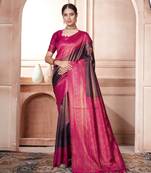 Multicolor woven kanchipuram silk saree with blouse