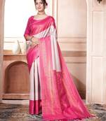 Purple woven kanchipuram silk saree with blouse